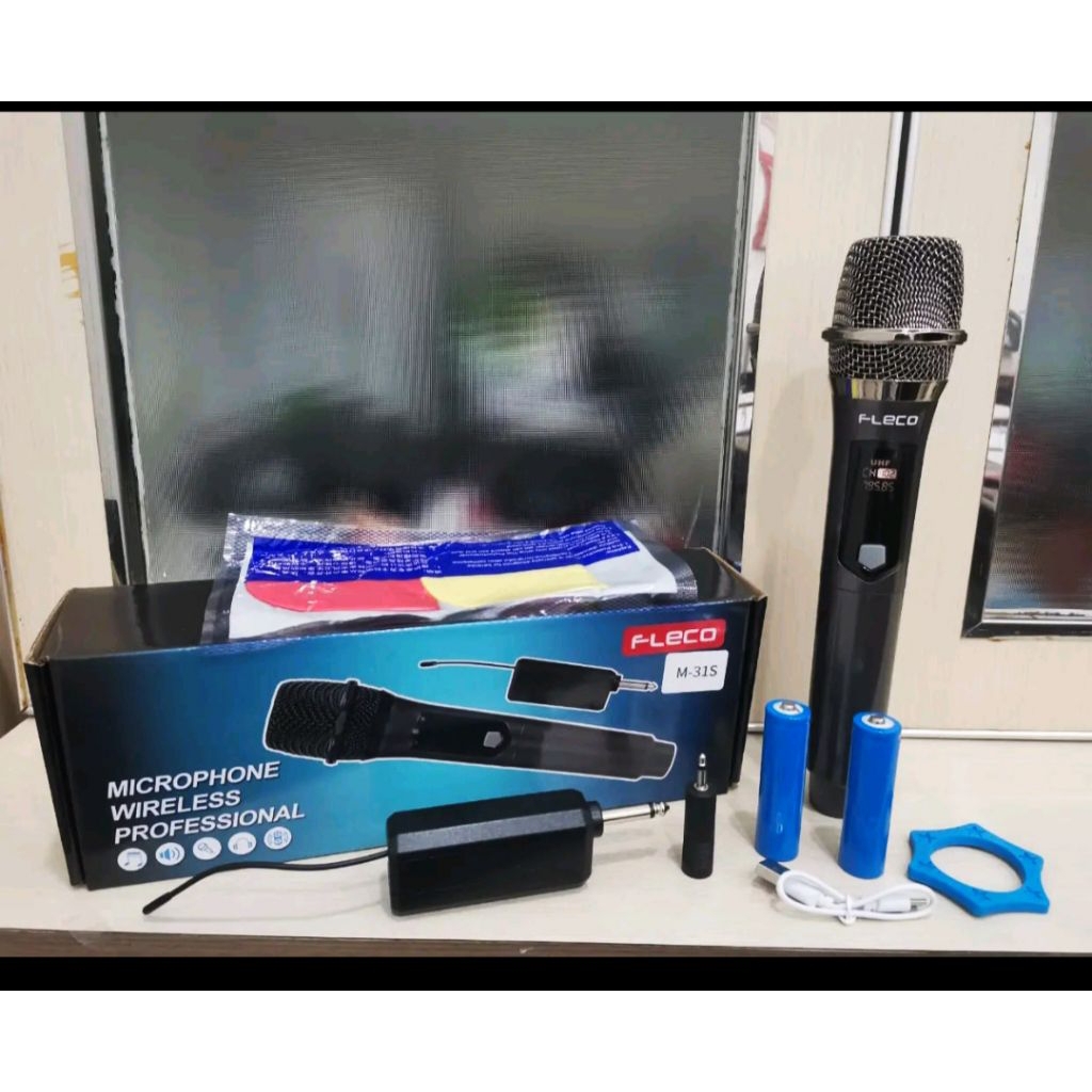 Mic Wireless Fleco M-31S Mic Karaoke Single Mic bluetooth mic hitam