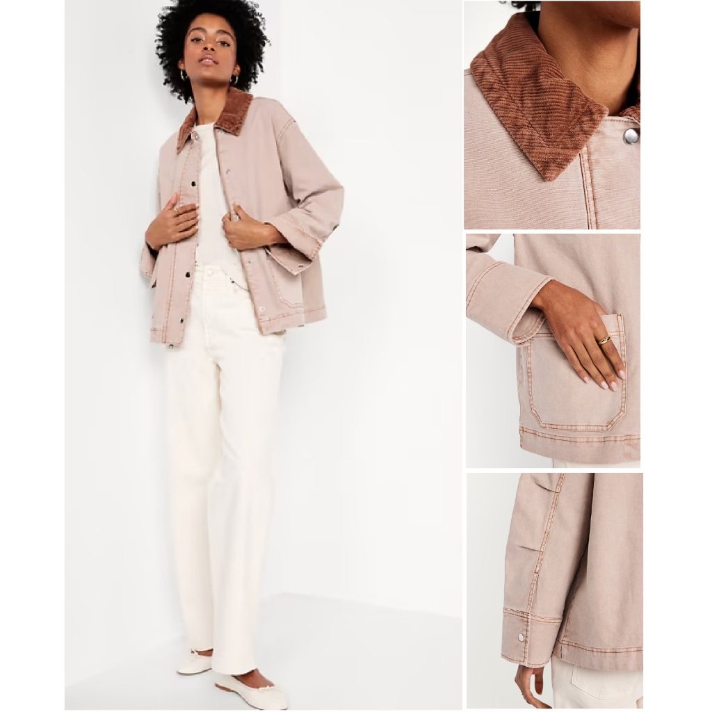 Jaket Wanita ODN Canvas Barn Jacket Kerah Corduroy