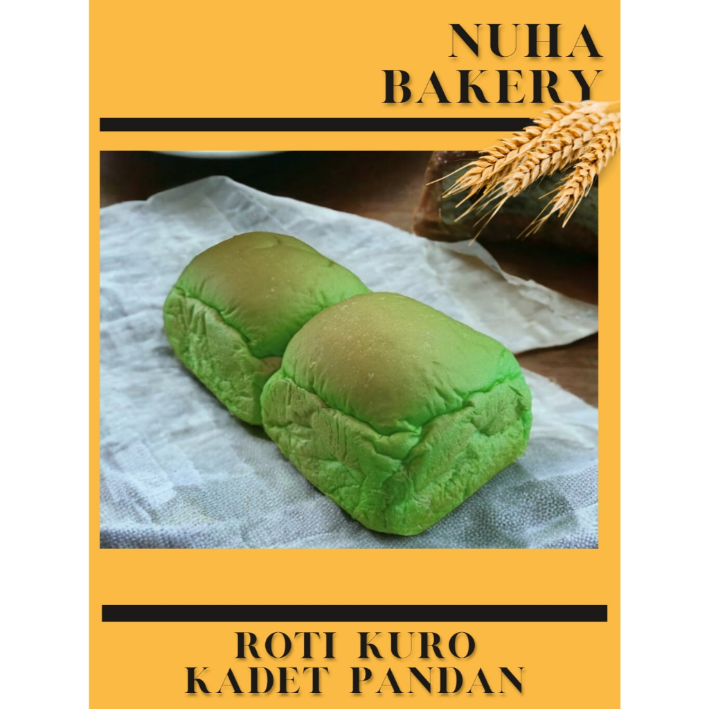 

Roti Kuro Kadet Rokupang Warna/Aroma Hijau Pandan ukuran sekitar 10 cm x 10 cm Harga 1 Pcs