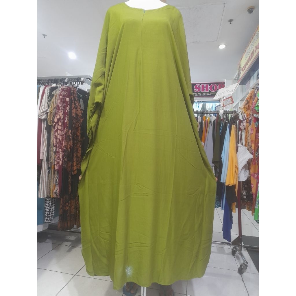 Gamis kaftan busui polos bahan rayon ld 170 PB 130