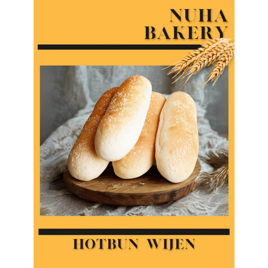 

Roti Hotdog Wijen Ukuran 15 cm - Berat 55 Gram - Roti Bun Dengan Taburan Wijen Pada Topping Roti