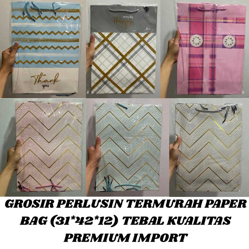 

GROSIR PERLUSIN TERMURAH PAPER BAG (31*42*12) TEBAL KUALITAS PREMIUM IMPORT