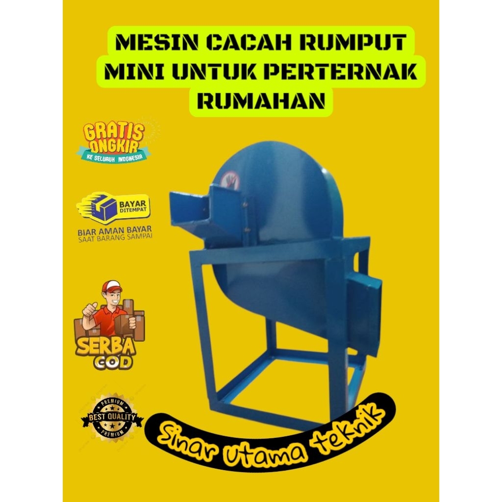 MESIN CACAH RUMPUT MINI LENGKAP DENGAN MOTOR PENGGERAK DINAMO 200WATT