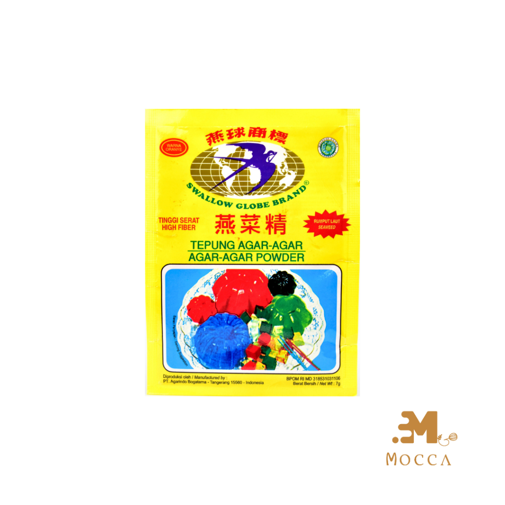 

AGAR-AGAR POWDER SWALLOW GLOBE 7GR COKLAT HIJAU MERAH PUTIH
