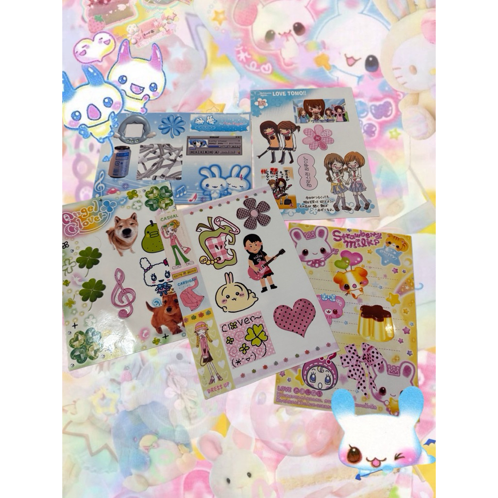 sticker sheet stiker lembar hesei retro/ cyberkei/wanwanco/ mezzo piano/ kamio suger pets random