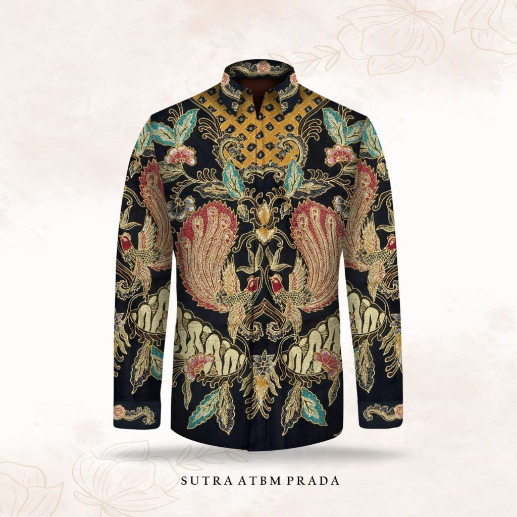 kain batik tulis pria sutera atbm warna hitam prada emas batik tulis pria sutera prada. er