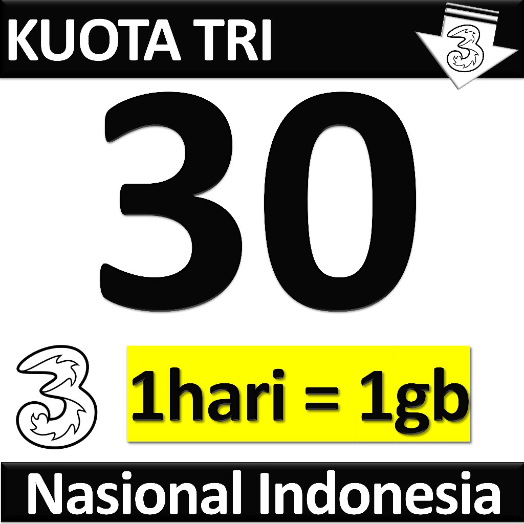 kuota tri 3 30gb 1gbx30hari