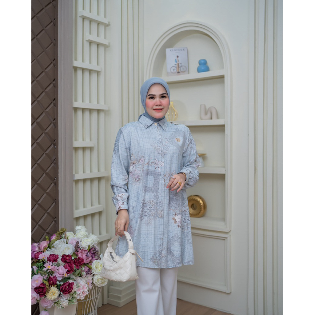 Sanlia-Tunik Safiya Viscose Jaguard England Desain Sanlia