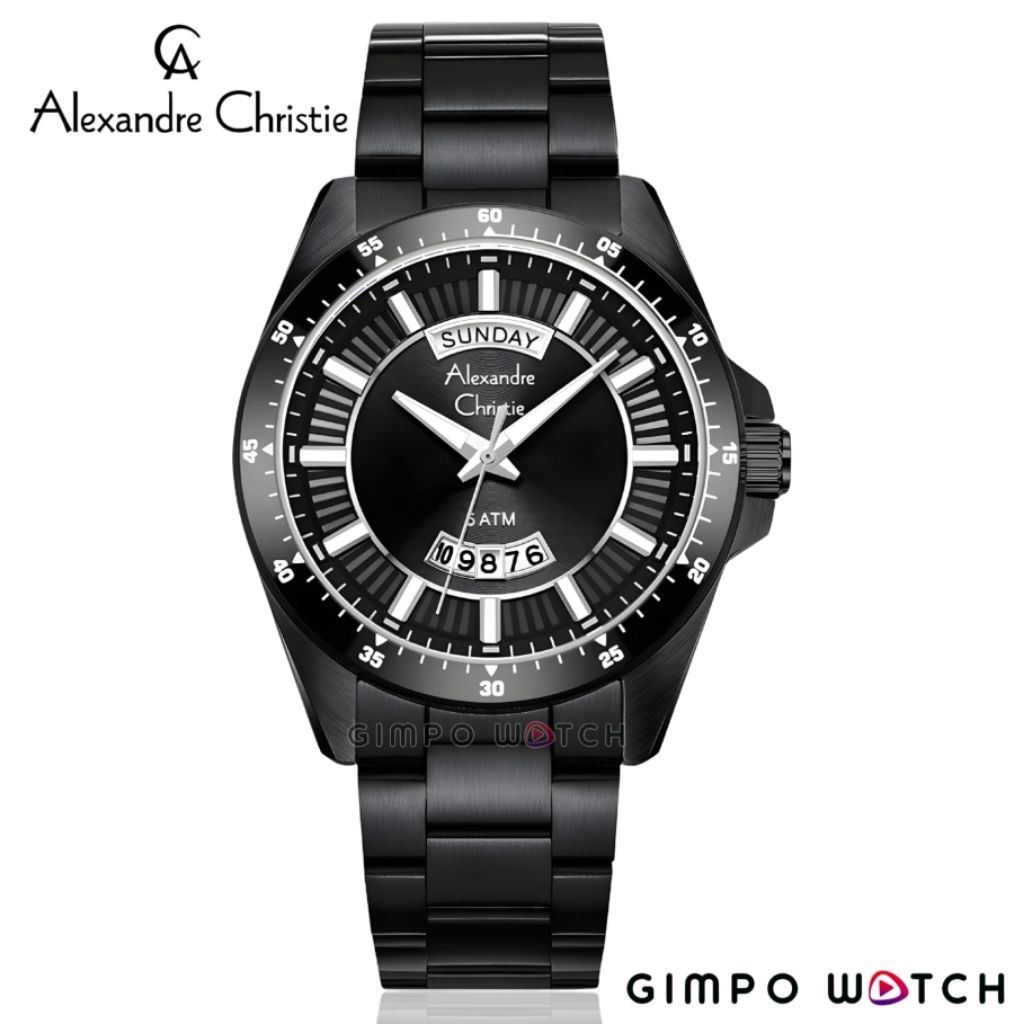 JAM TANGAN PRIA ALEXANDRE CHRISTIE ORIGINAL AC6678ME FULL BLACK