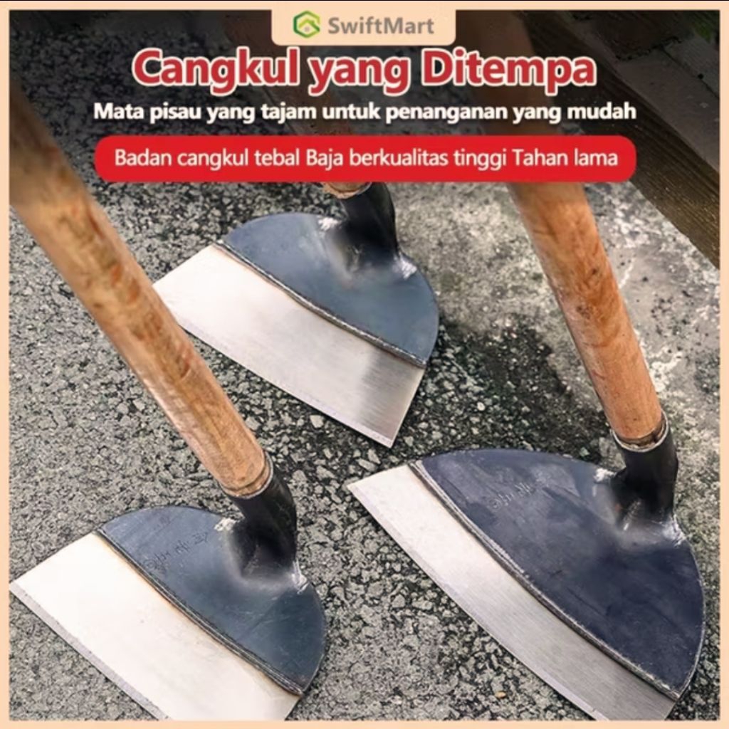 Cangkul baja asli - Cangkul kepala baja mangan Cangkul perkebunan modern anti lengket