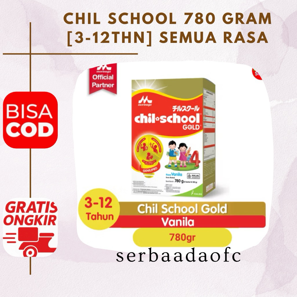 

1 BOX Chil School 4 780Gr, Cokelat, Madu, Strawberry, Vanila Dus Utuh (BISA COD)
