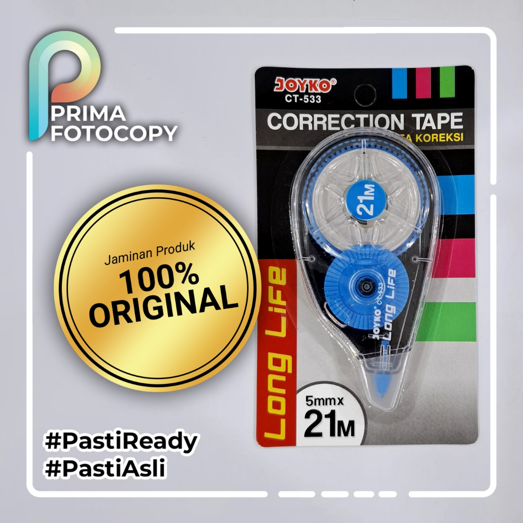 

Joyko Correction Tape 21m Besar Long Life | Satuan Eceran| Tip X Label