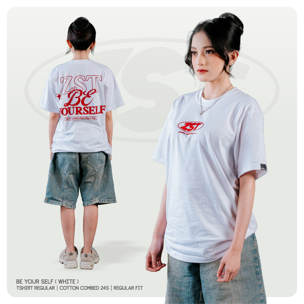 Zero Serenity T-Shirt Cotton 24s Regular Fit Be Your Self White | Kaos Regular Fit Be Your Self