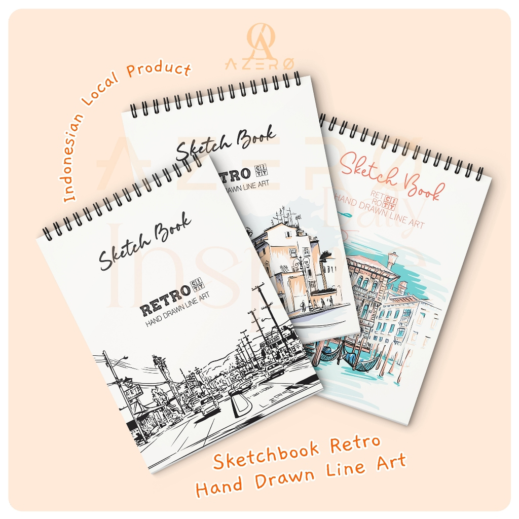 

Azero Sketchbook A5 Buku Gambar Vertikal Jilid Spiral Retro Buku Sketsa 80 Halaman Aesthetic