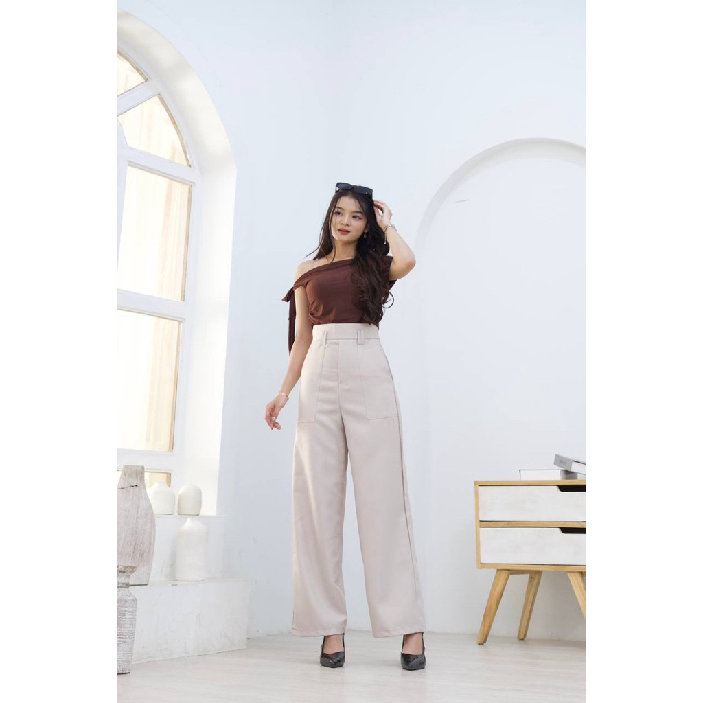 [Moonza.storee] Diiora Pants Celana Panjang Wanita Highwaist Kulot Premium