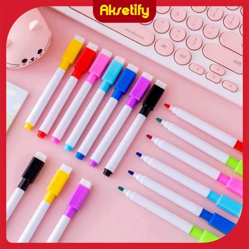 

Aksetify - Spidol Penghapus / Spidol Anak Warna Warni /Spidol Warna Whiteboard dengan Penghapus / Spidol Wipe&Clear