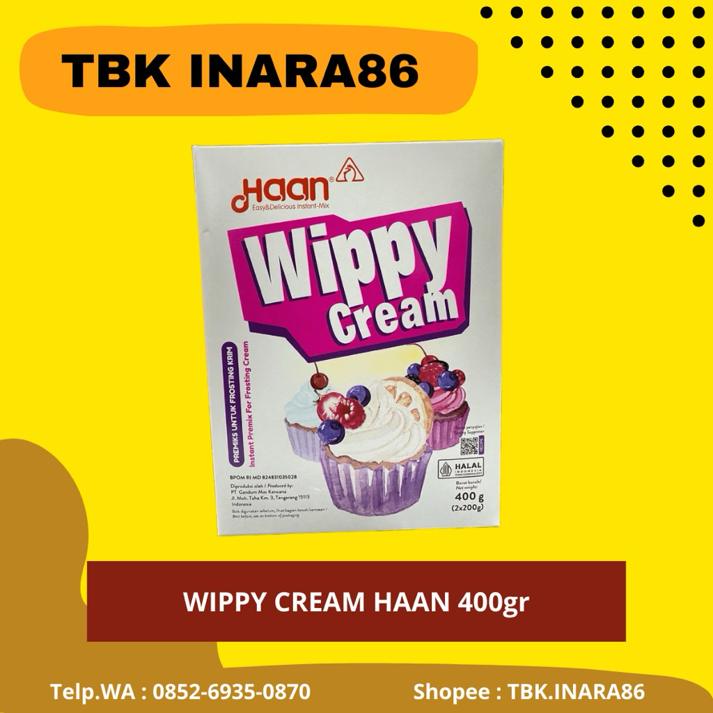 

Whippy Wippy Cream Bubuk Haan 400gr – Whipped Cream Powder Praktis Untuk Cake & Dessert