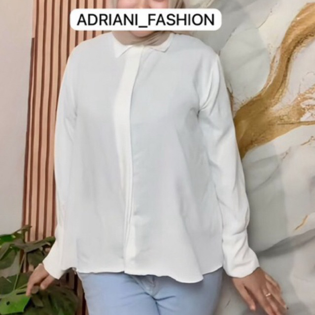 Atasan Kemeja Pinguin/ atasan wanita/atasan putih/ kemeja putih/ kemeja kancing dua/ kemeja warna pu