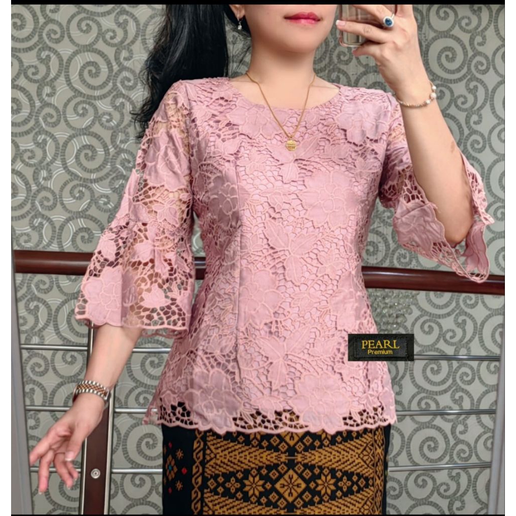 Blus Brokat Katun PEARL Tangan Terompet