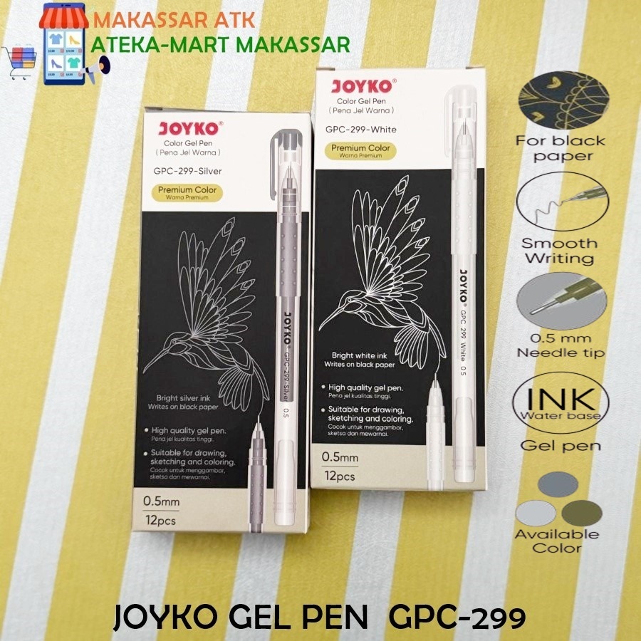 

[BOX/12PCS] JOYKO Color Gel Pen Pulpen Pena GPC-299 Premium Color 0.5 mm