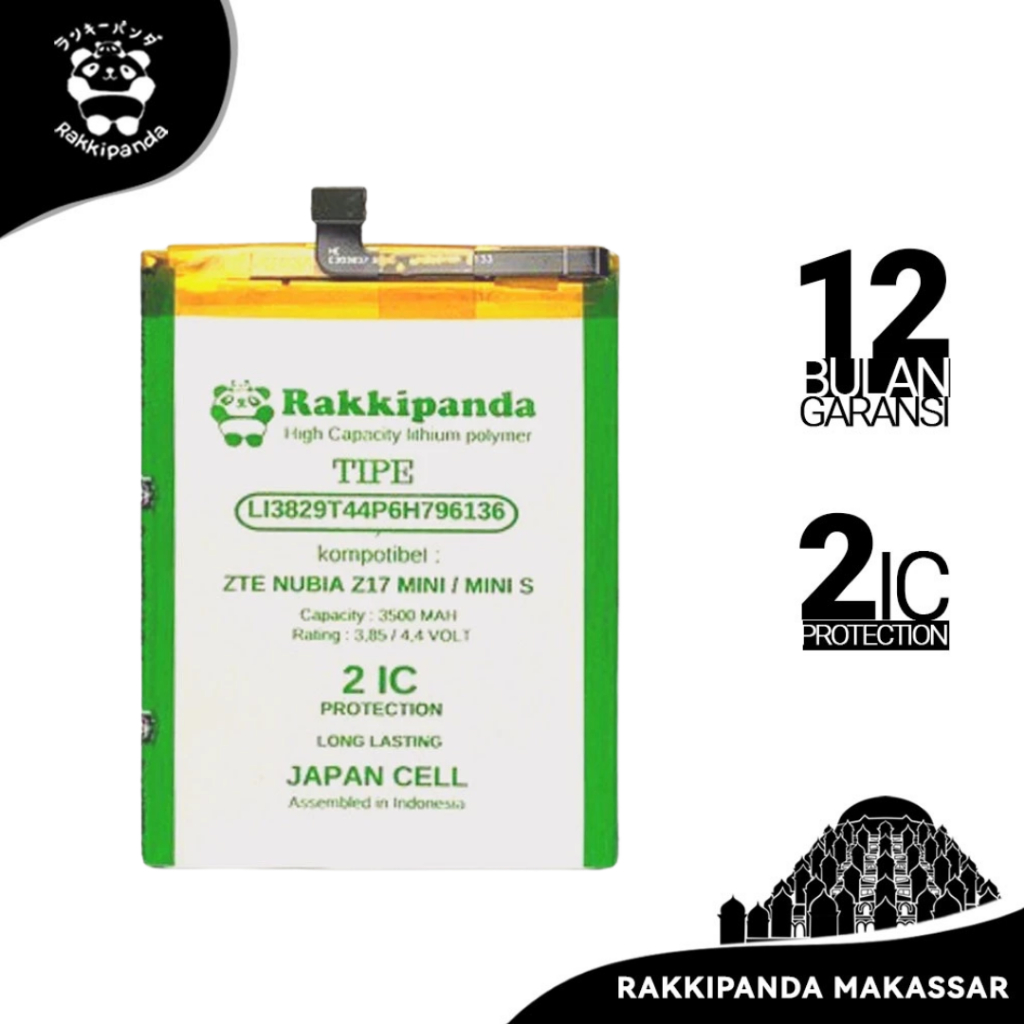 Baterai HP Rakkipanda LI3829T44P6H796136 ZTE Nubia Z17 Mini / ZTE Nubia Z11 Mini S Bergaransi Batter