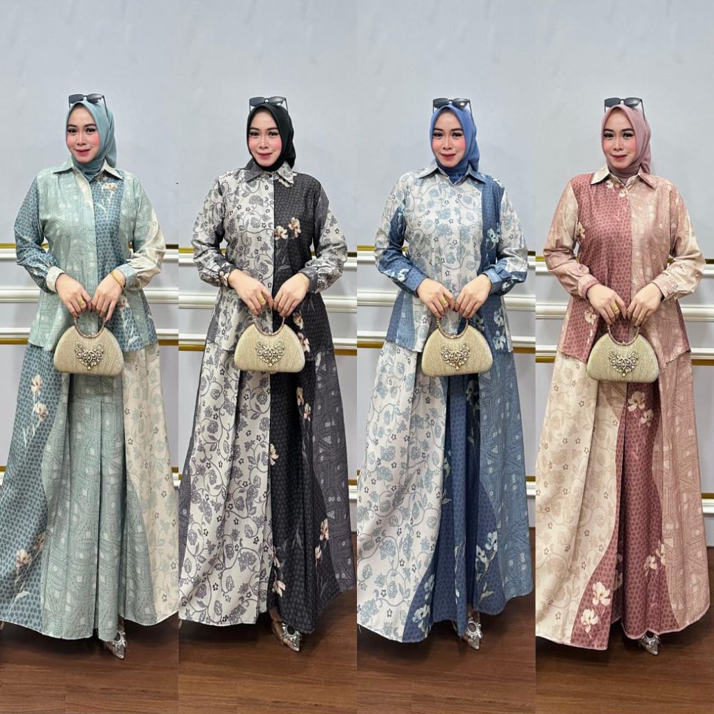 Set rok wanita set rok biba doby print set rok kekinian set rok kemeja set rok acara set rok mevvah 