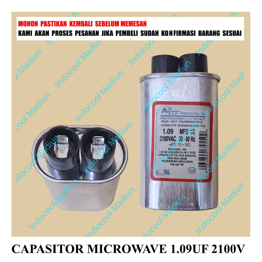 CM109 CAPACITOR / KAPASITOR MICROWAVE / CAPASITOR MICROWAVE 1.09UF 2100V