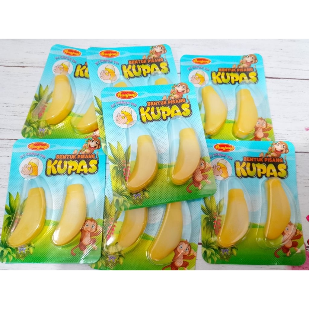 

Ranjani Bentuk Pisang Kupas 216 Gram ( Isi 24 Pcs) Exp aman Jelly Rasa buah Pisang