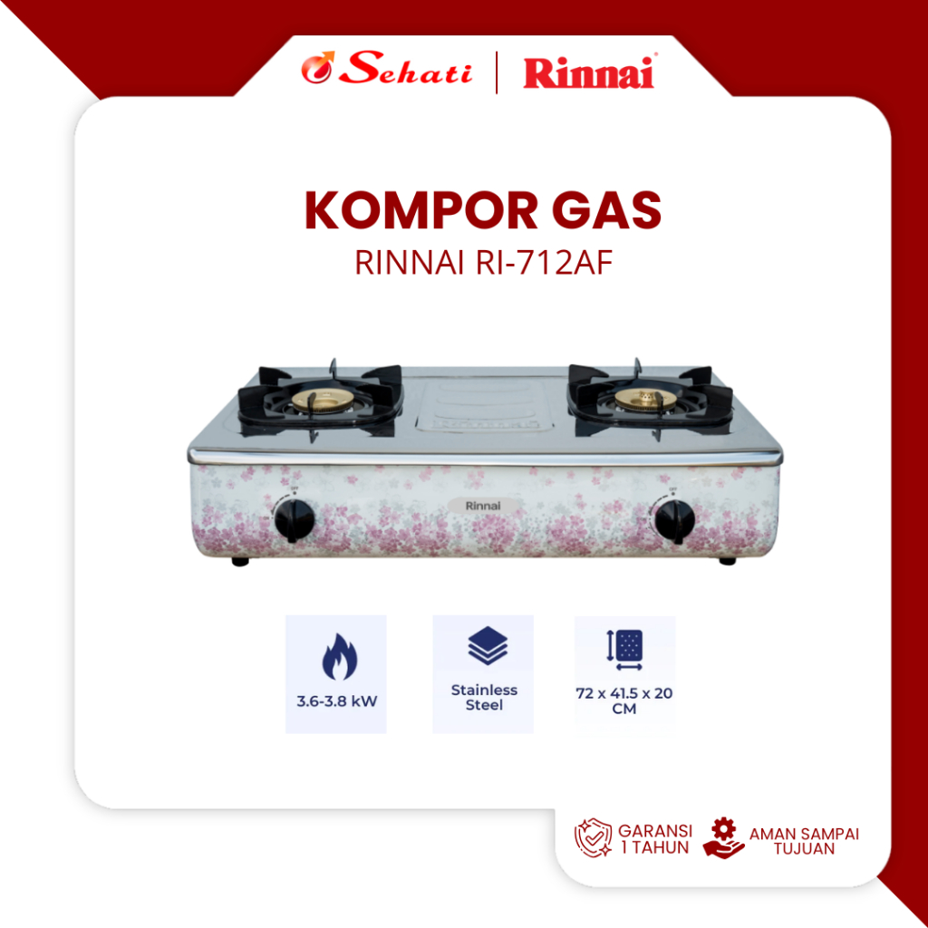RINNAI RI-712AF Kompor Gas Rinnai Kompor Gas 2 Tungku RI-712 AF  - BERGARANSI