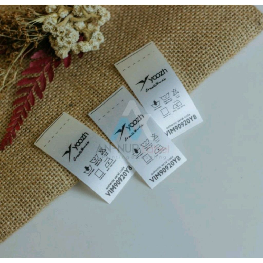 

label baju satin custom design (minimal 3000 pcs) washhing saten