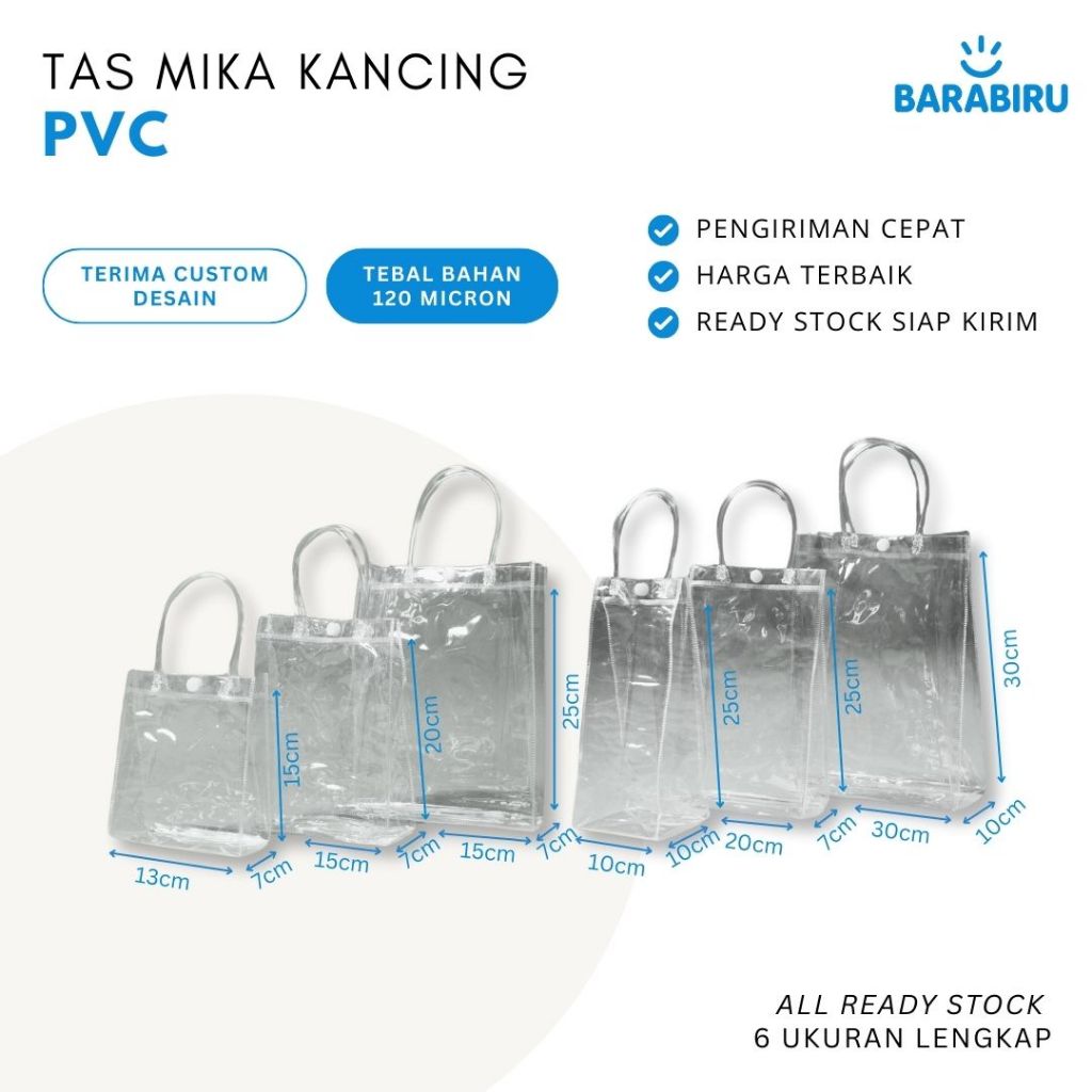 

[ Tas Mika PVC ] Tas Mika Polos Bening Goodie Bag Suvenir Hampers / Ulang Tahun / Parcel / Gift Bag / Kantong