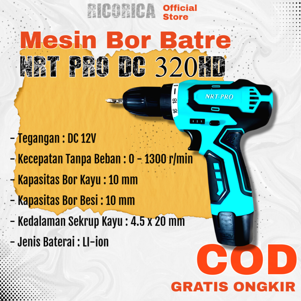 Mesin Alat Teknik Pertukangan Bor Tangan Baterai Cordless Drill Kecil 10mm Portable Multifungsi