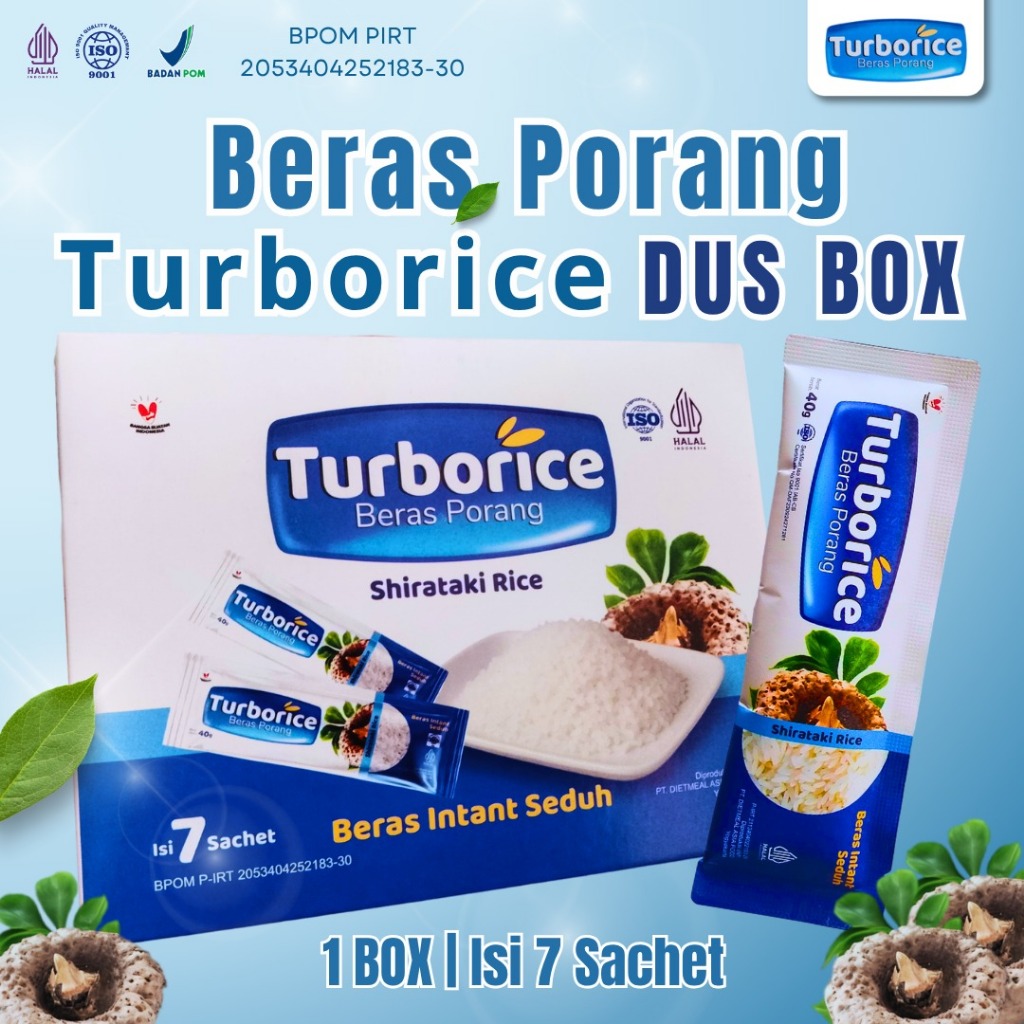 

Turbo Rice Beras Porang Kemasan Dus Box Isi 7 Sachet
