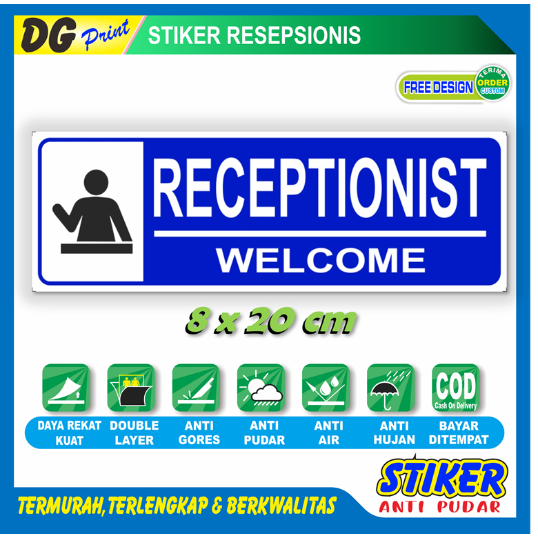

Stiker anti pudar resepsionis identitas meja terima tamu customer pembeli sticker kantor pabrik dll