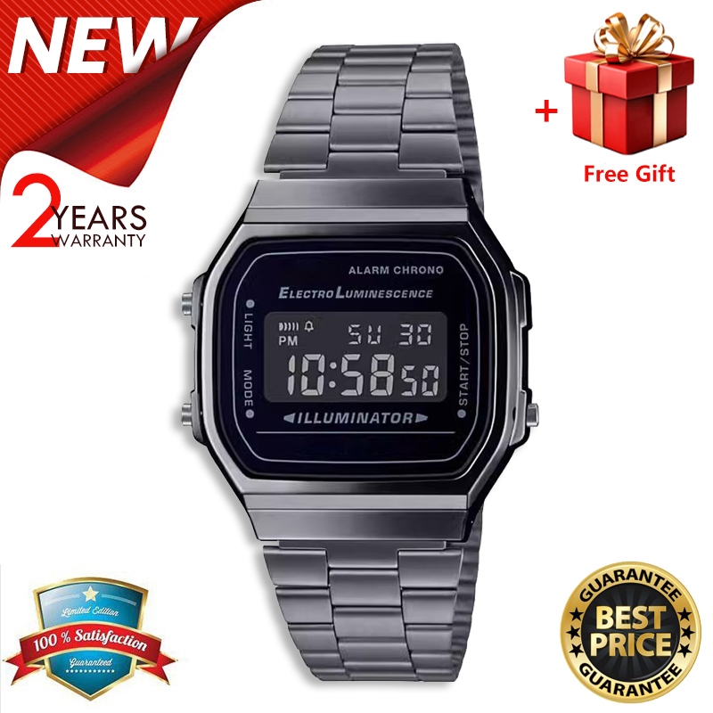 [FREE GIFT] Jam Tangan Pria GShock Sports Watches a168 Men LED Digital Stainless Steel / Jam Tangan 