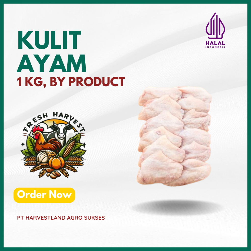 

Kulit Ayam / Chicken Skin (FRESH & FROZEN) kemasan 1Kg HARVESTLAND