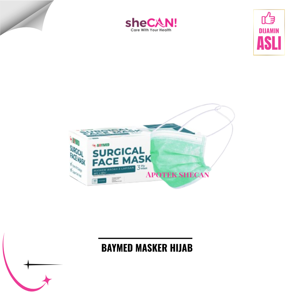 (HIJAB) BAYMED MASKER HIJAB // Masker Hijab Surgical 3ply Baymed 50pcs