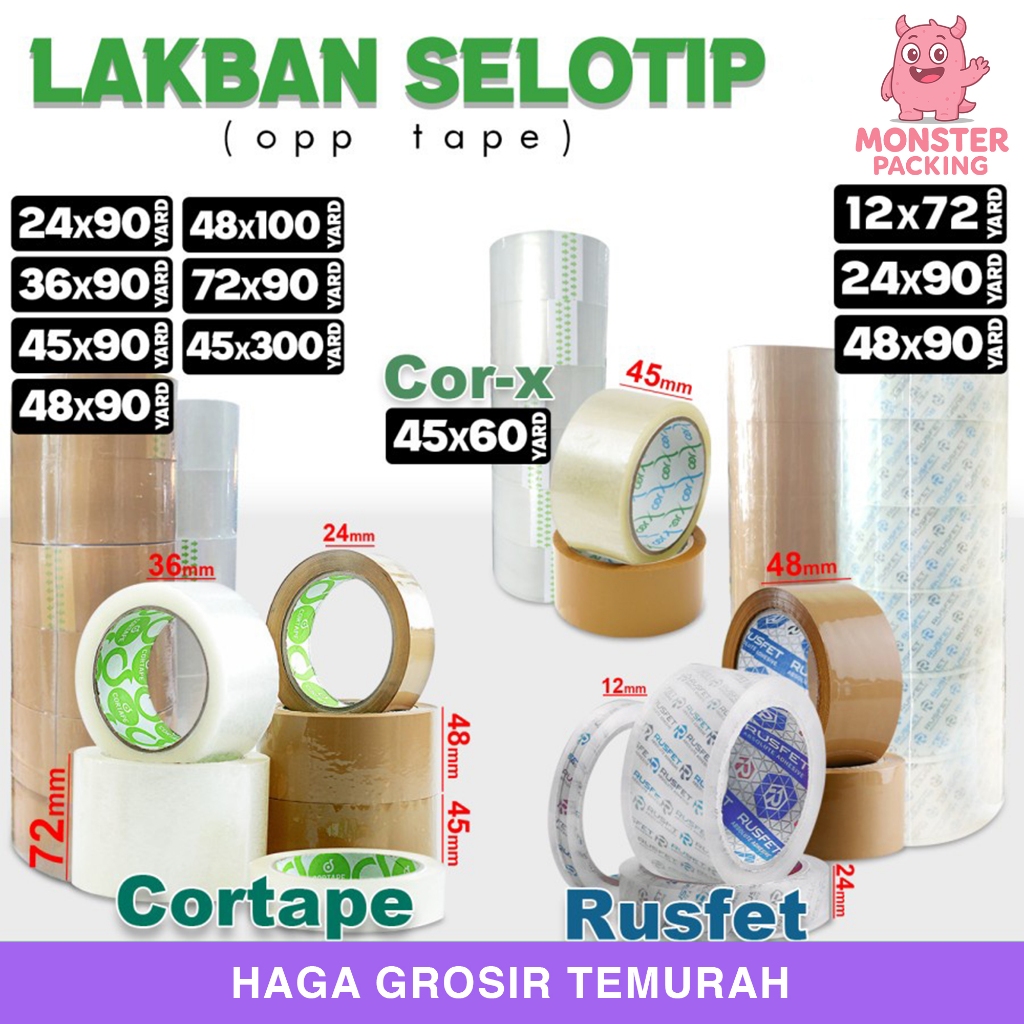 

Lakban isolasi Solatip OPP Tape Rusfet Cortape Plakban TERMURAH /SELOP