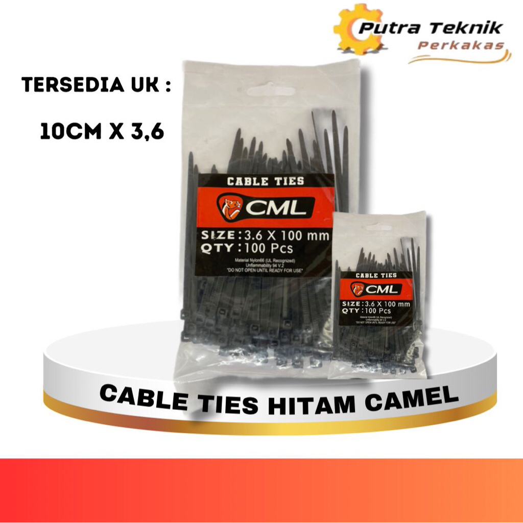 

CABLE TIES / KABEL TIES WARNA HITAM UK. 10CM x 3,6 isi 100PCS (102400146)