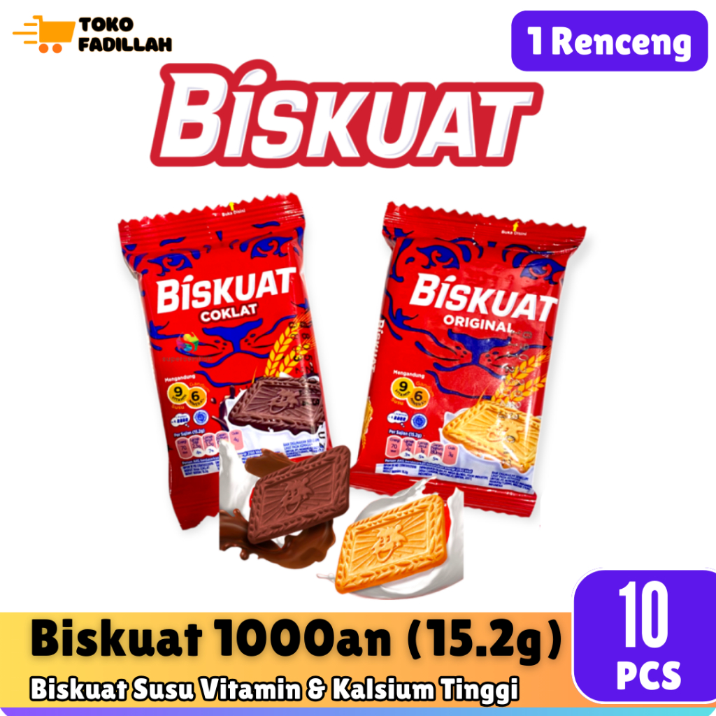 

Biskuat 1000-an 15.2 gr x 10 pcs [1 Renceng] - Cokelat & Original