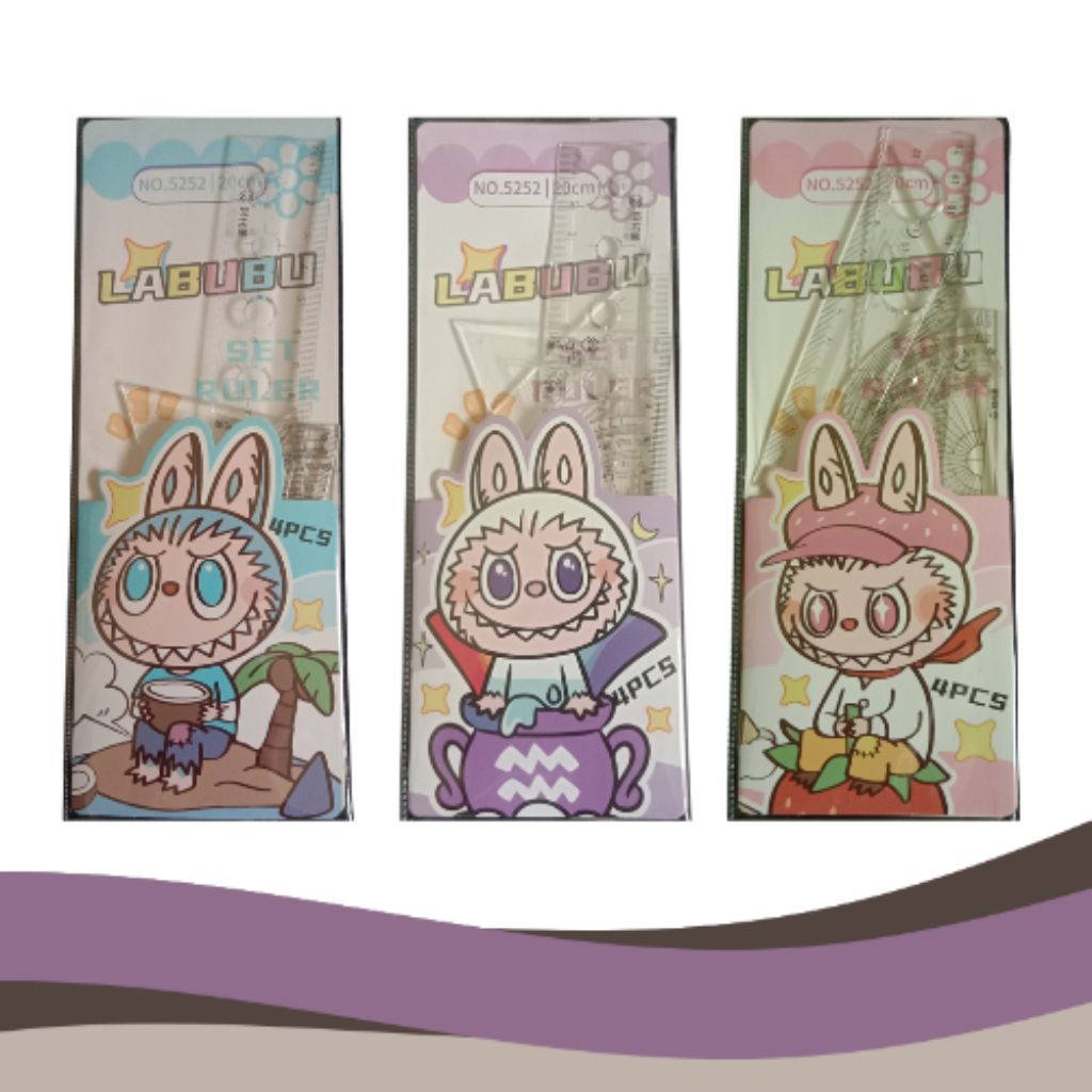 

[YOBANA] LABUBU SET RULER ROL SET PENGGARIS SET ISI 4 PCS 20 CM
