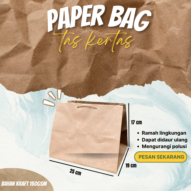

Paper Bag Polos Kue Box Panjang Ukuran 25 x 19 x 17CM