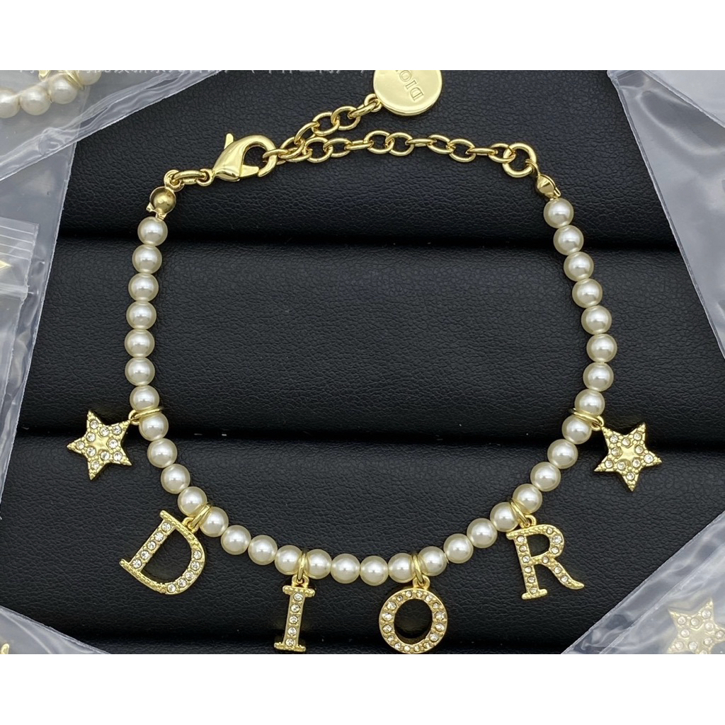 Kalung gelang mutiara DR fashion retro huruf emas bertatahkan berlian
