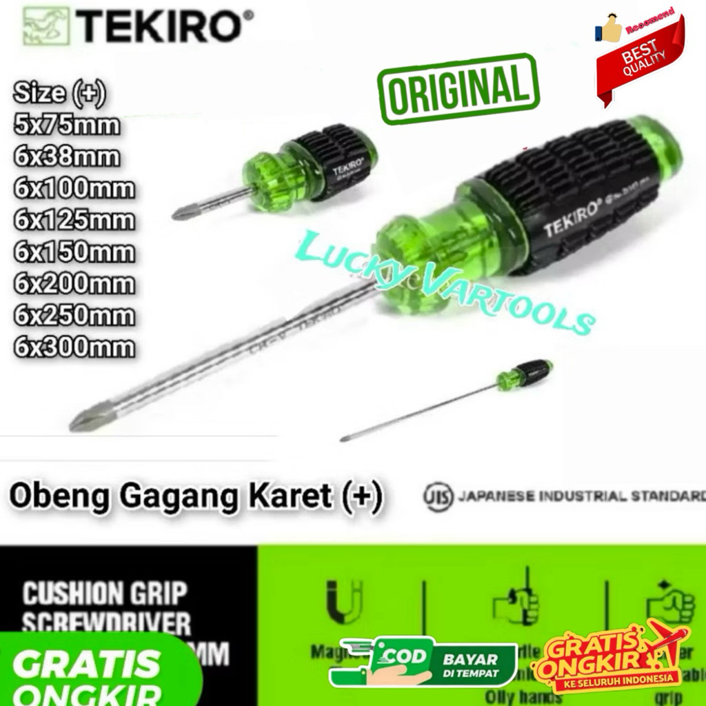 OBENG GAGANG KARET TEKIRO PLUS (+) ORIGINAL SCREWDRIVE TOOLS ALAT PERKAKAS obeng bangunan obeng peke