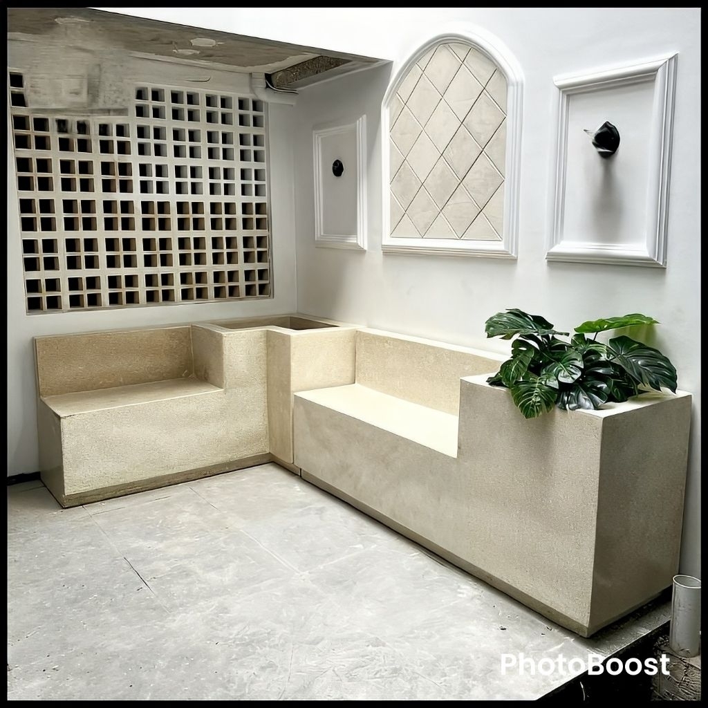 bangku panjang teraso outdoor | bangku taman terrazzo