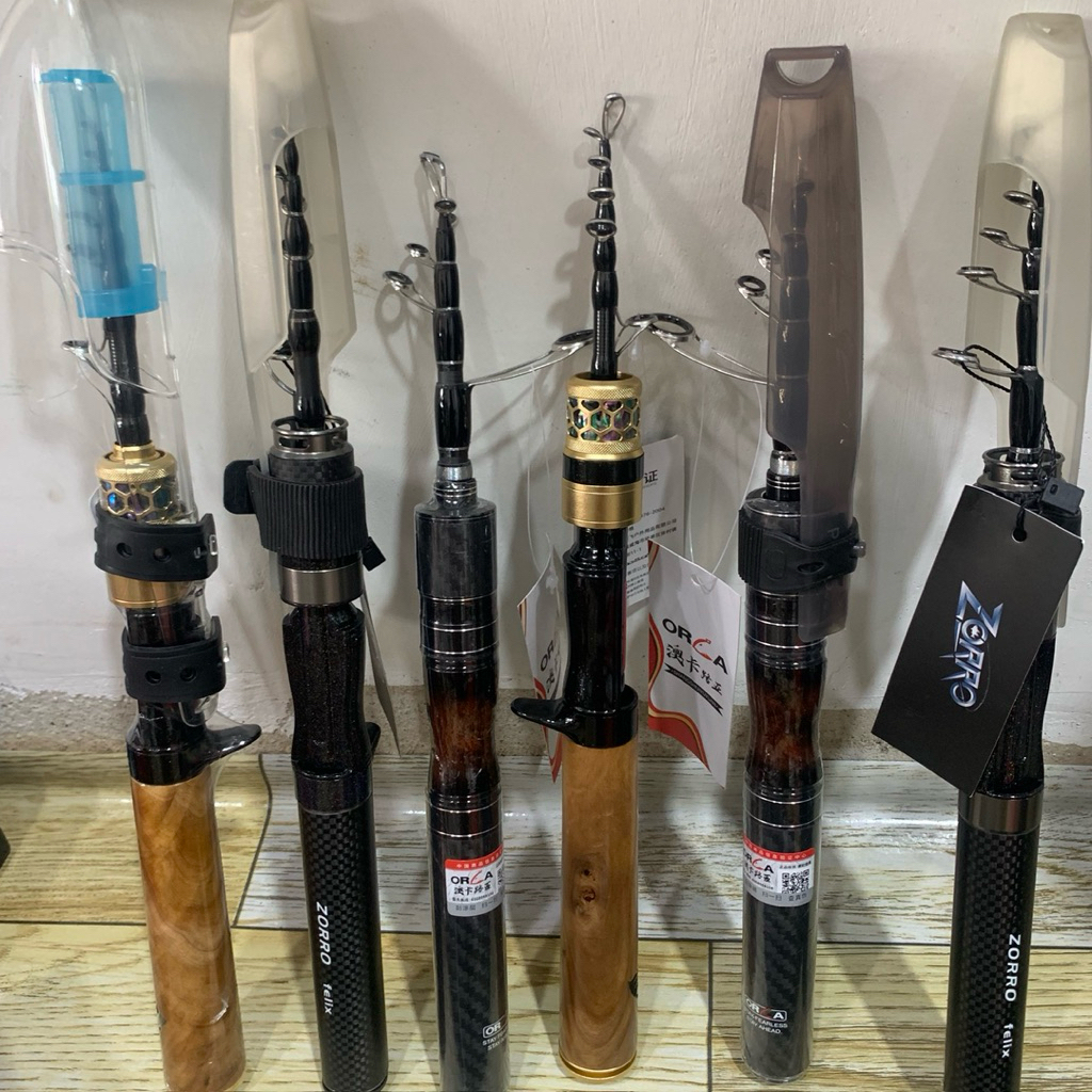 Telecopic orca lure 2 dan zorro exvius  panjang 156cm dan 1.8M ujung padat lentur