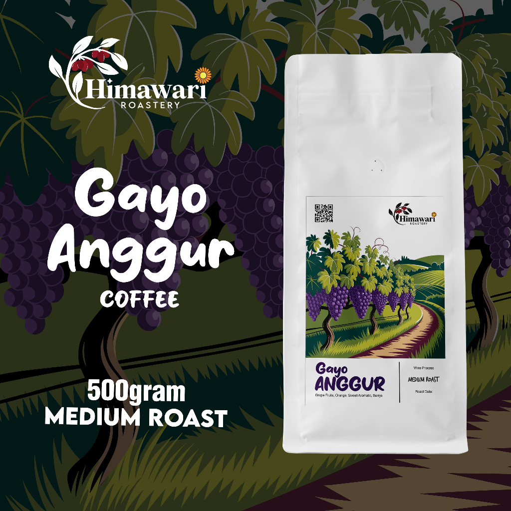 

Himawari Kopi Arabika Gayo Anggur Wine Process Biji Kopi dan Bubuk Kopi 500 gram
