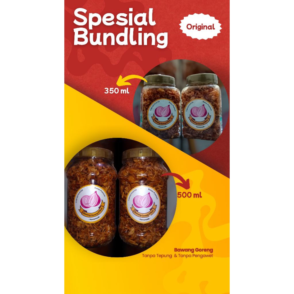 

BUNDLING 2 PCS D'RICH Bawang Goreng Original 500 ml & 350 ml Tanpa Tepung Tanpa Pengawet