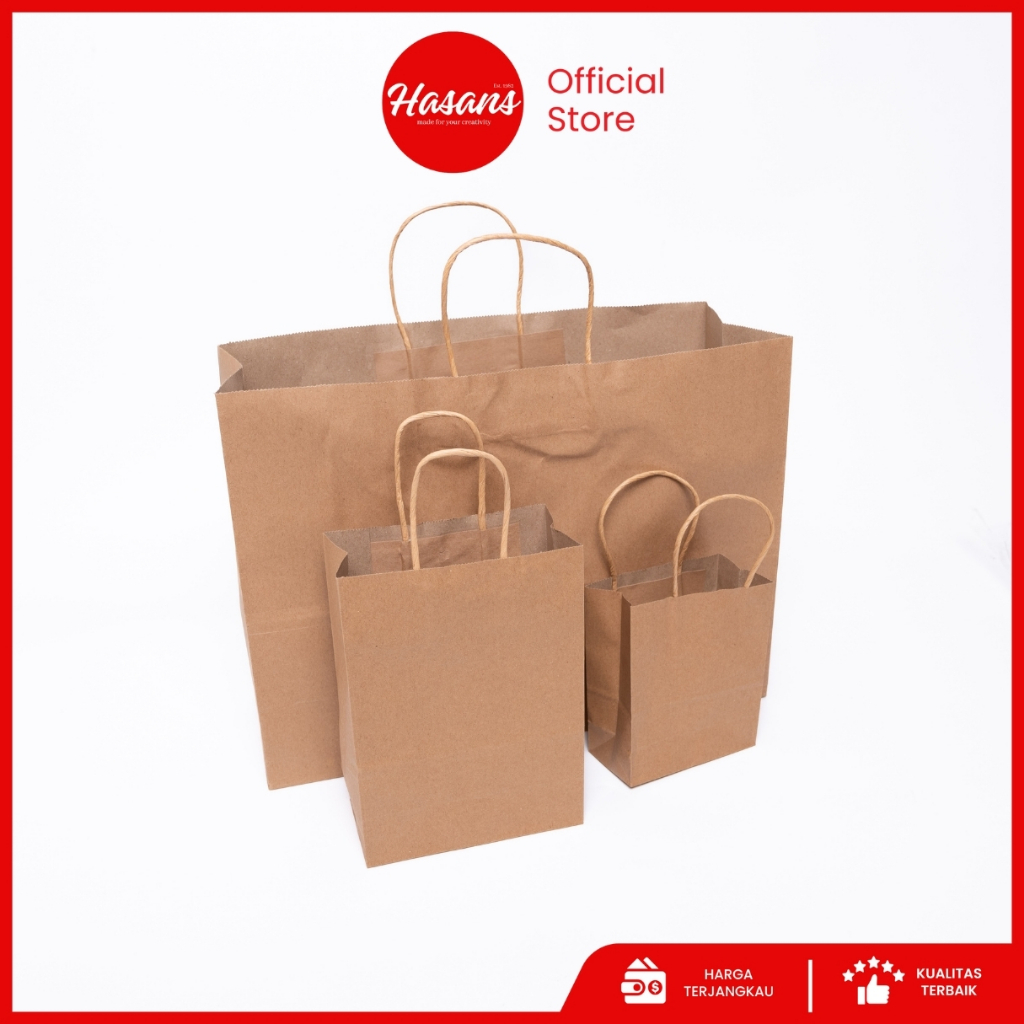 

[12 Pcs] Paper Bag / Tote Bag / Shopping Bag / Hand Bag Kertas Polos / Tas Kraft Kertas Polos / Kantong Krts Polos