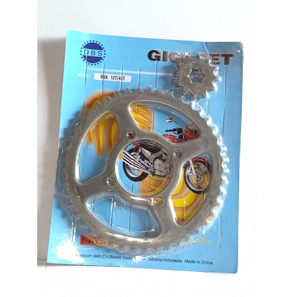GEAR GIR SET DEPAN BELAKANG 12T/45T DBS RX KING JUPITER Z MX VEGA R F1ZR FORCE1